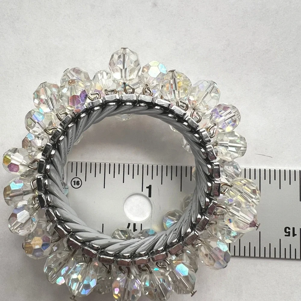 Vintage Aurora Borealis Cha‎ Cha Expansion Stretch Bracelet Crystal AB Japan MCM